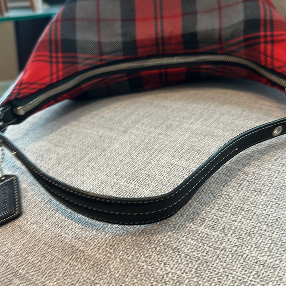 Coach Red and Black Plaid Mini Bag - Picture 6 of 16